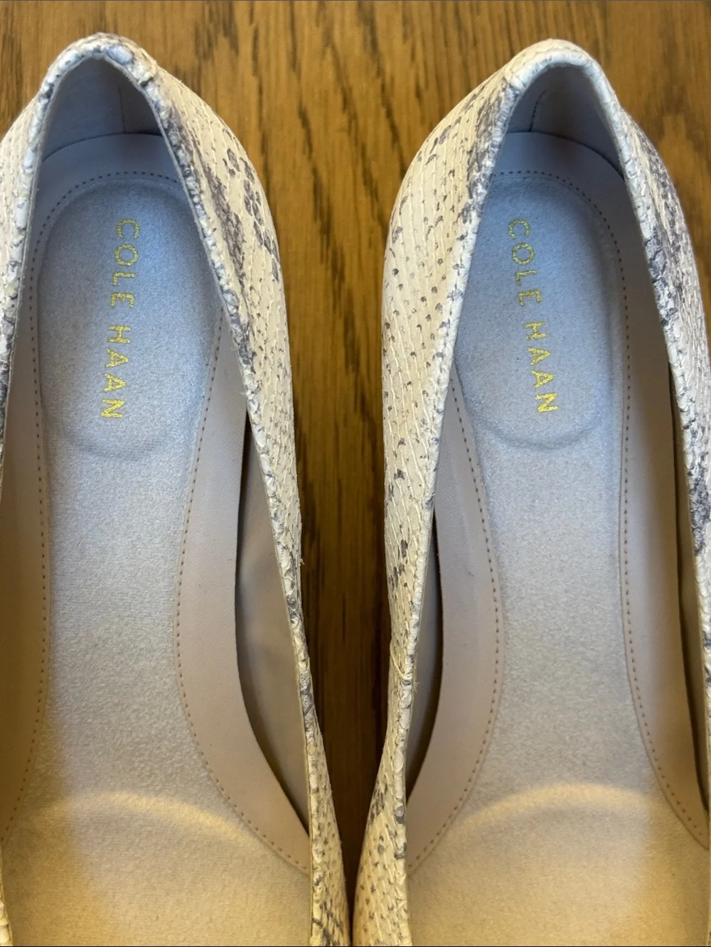 Cole Haan Women's Snake-Print Wedges in White and Gray